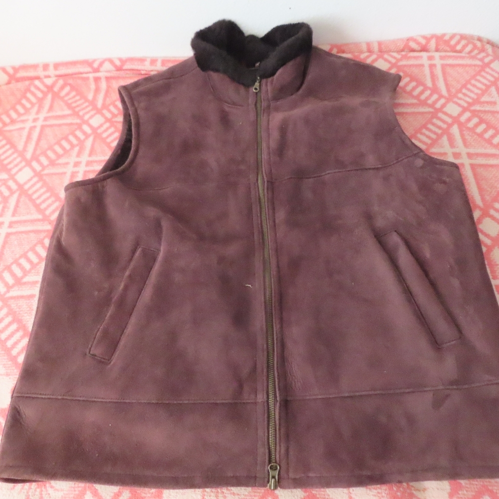 Owen Barry Mens Lambskin Leather Lined Full-Zip Vest Size XXL